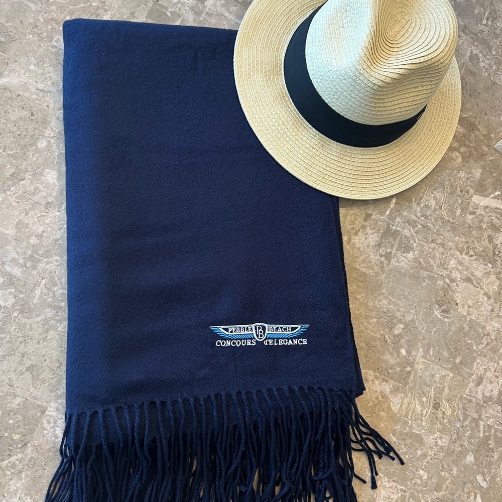 Limited Edition Cashmere Pebble Beach Concours d’Elegance throw with fringe.